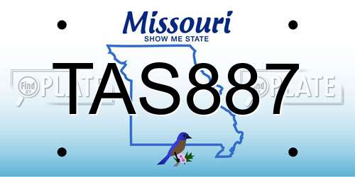 TAS887 Missouri License Plate