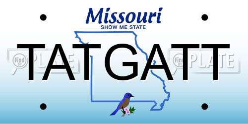 TATGATT Missouri License Plate