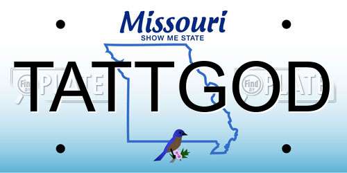 TATTGOD Missouri License Plate