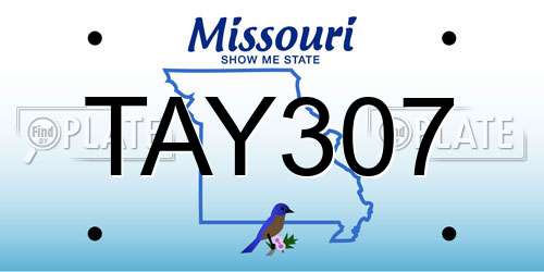 TAY307 Missouri License Plate