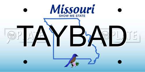 TAYBAD Missouri License Plate