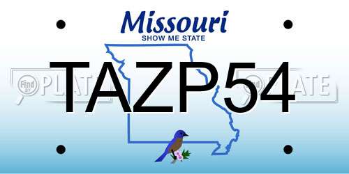 TAZP54 Missouri License Plate