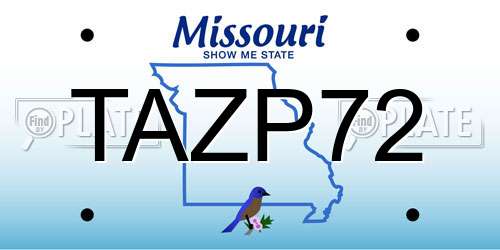 TAZP72 Missouri License Plate