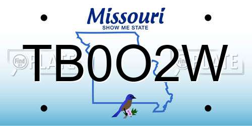 TB0O2W Missouri License Plate
