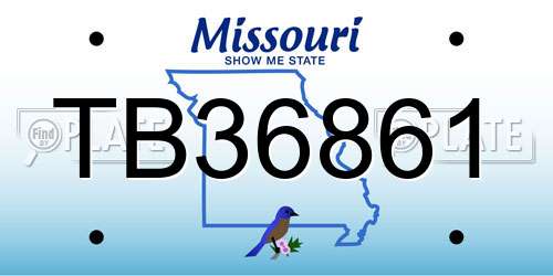 TB36861 Missouri License Plate