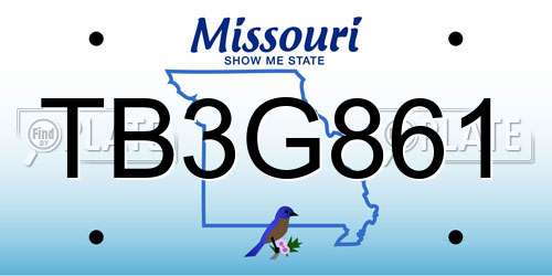 TB3G861 Missouri License Plate