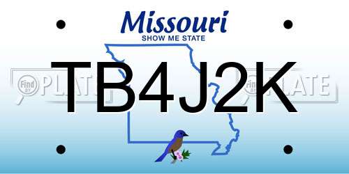 TB4J2K Missouri License Plate