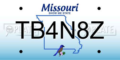 TB4N8Z Missouri License Plate