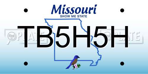 TB5H5H Missouri License Plate