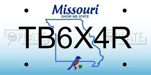 TB6X4R Missouri License Plate