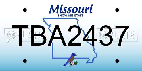 TBA2437 Missouri License Plate