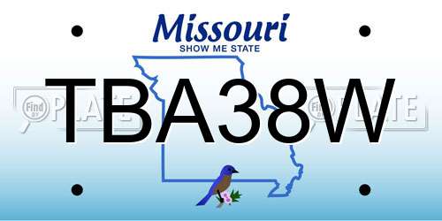 TBA38W Missouri License Plate