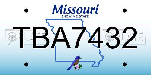 TBA7432 Missouri License Plate