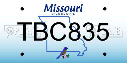 TBC835 Missouri License Plate