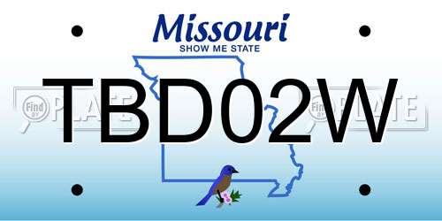 TBD02W Missouri License Plate