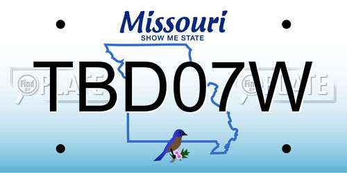 TBD07W Missouri License Plate