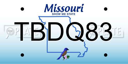TBDQ83 Missouri License Plate