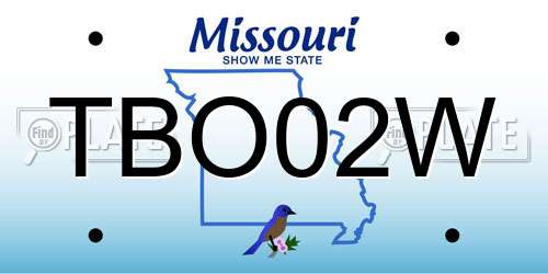 TBO02W Missouri License Plate