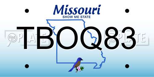 TBOQ83 Missouri License Plate