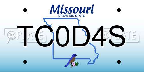 TC0D4S Missouri License Plate