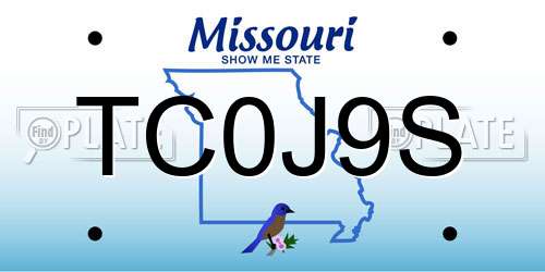 TC0J9S Missouri License Plate