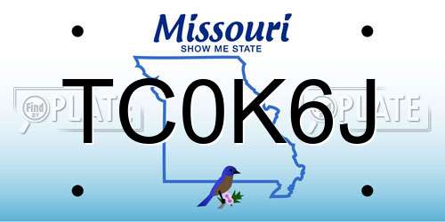 TC0K6J Missouri License Plate