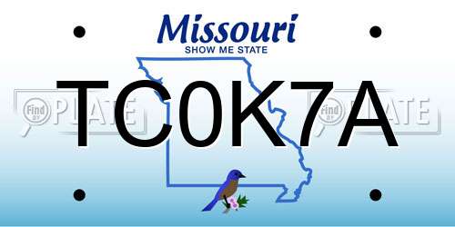 TC0K7A Missouri License Plate