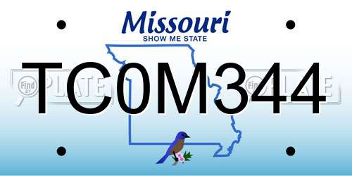 TC0M344 Missouri License Plate