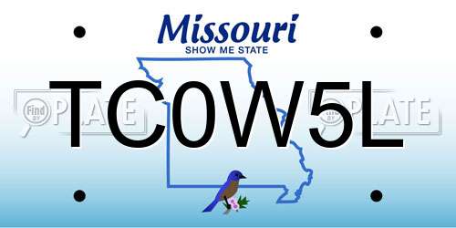 TC0W5L Missouri License Plate