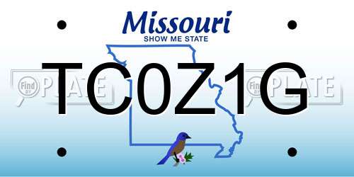 TC0Z1G Missouri License Plate