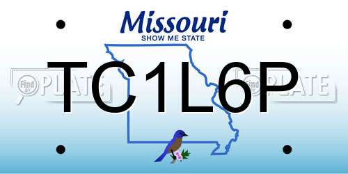 TC1L6P Missouri License Plate