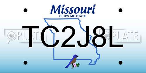 TC2J8L Missouri License Plate