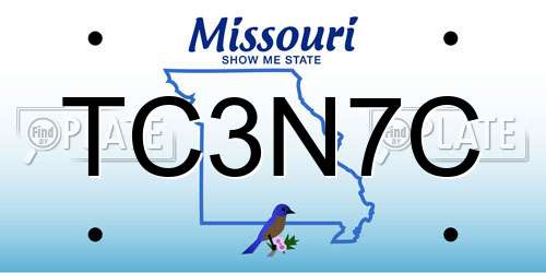 TC3N7C Missouri License Plate