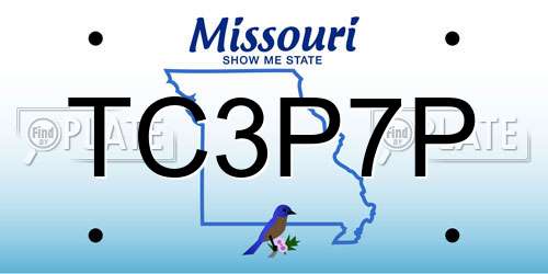 TC3P7P Missouri License Plate