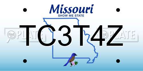 TC3T4Z Missouri License Plate