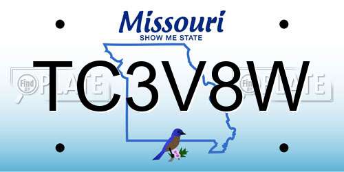 TC3V8W Missouri License Plate