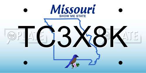 TC3X8K Missouri License Plate