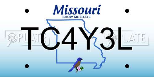 TC4Y3L Missouri License Plate