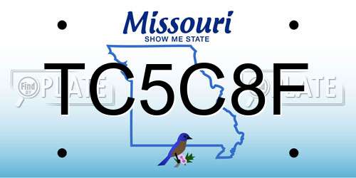 TC5C8F Missouri License Plate