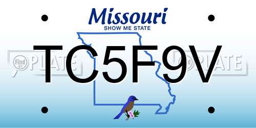 TC5F9V Missouri License Plate