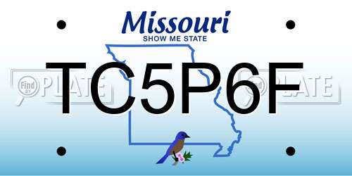 TC5P6F Missouri License Plate
