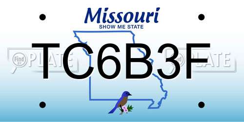 TC6B3F Missouri License Plate