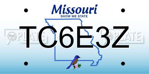 TC6E3Z Missouri License Plate