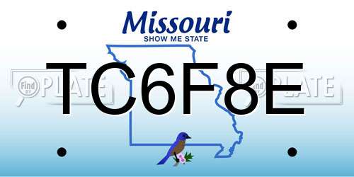 TC6F8E Missouri License Plate