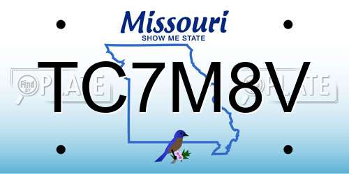 TC7M8V Missouri License Plate