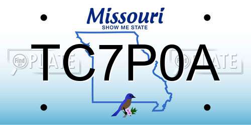 TC7P0A Missouri License Plate