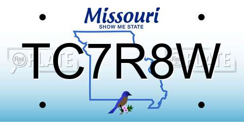 TC7R8W Missouri License Plate
