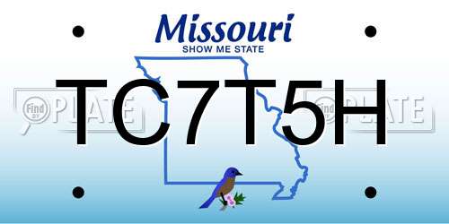 TC7T5H Missouri License Plate