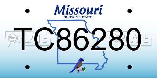 TC86280 Missouri License Plate