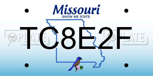 TC8E2F Missouri License Plate